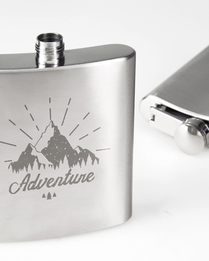 Contento Flachmann aus Edelstahl mit Lasermotiv